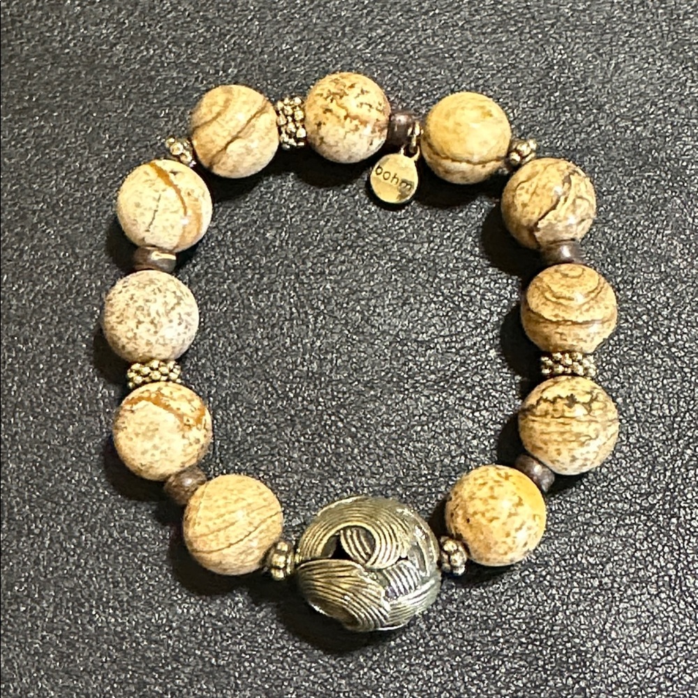 Bohm Jasper Beaded Vintage Stretch Bracelet